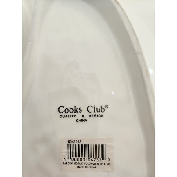 CHIP & DIP/SAUCE-COOKS CLUB-Sunflower-Mosaic-Large-Green-Orange-2 Sections - Picture 5 of 10